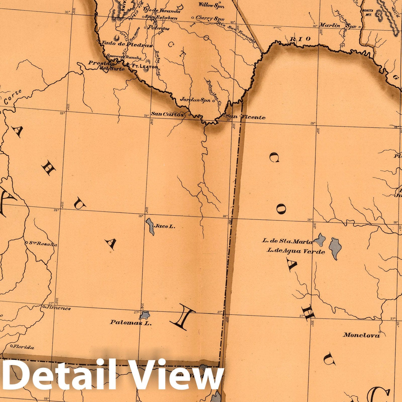 Texas - Survey Map, 1878 - Historical Cadastral Map Print