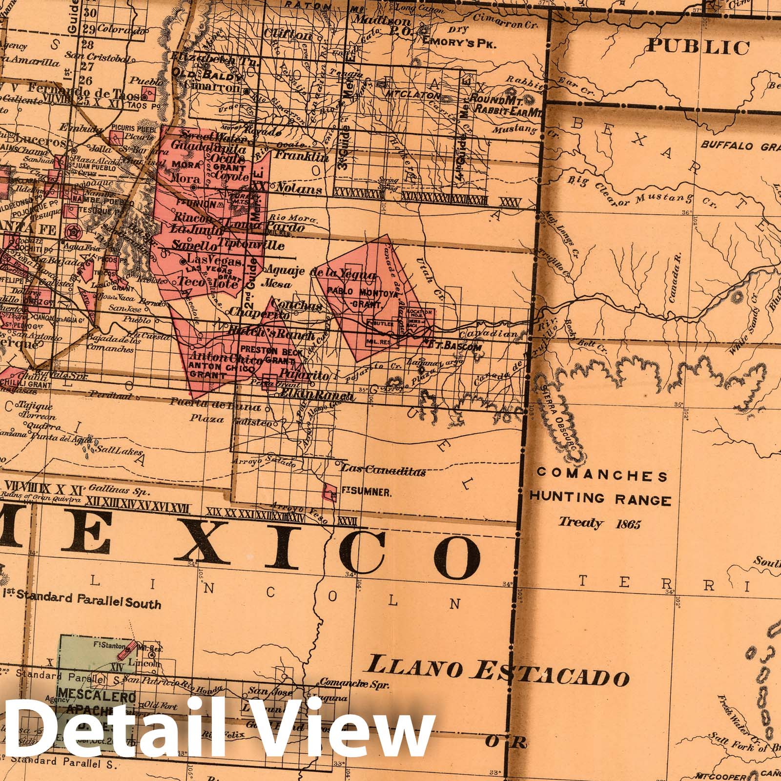 Texas, New Mexico, Indian Territory, and Utah - Survey Map, 1878