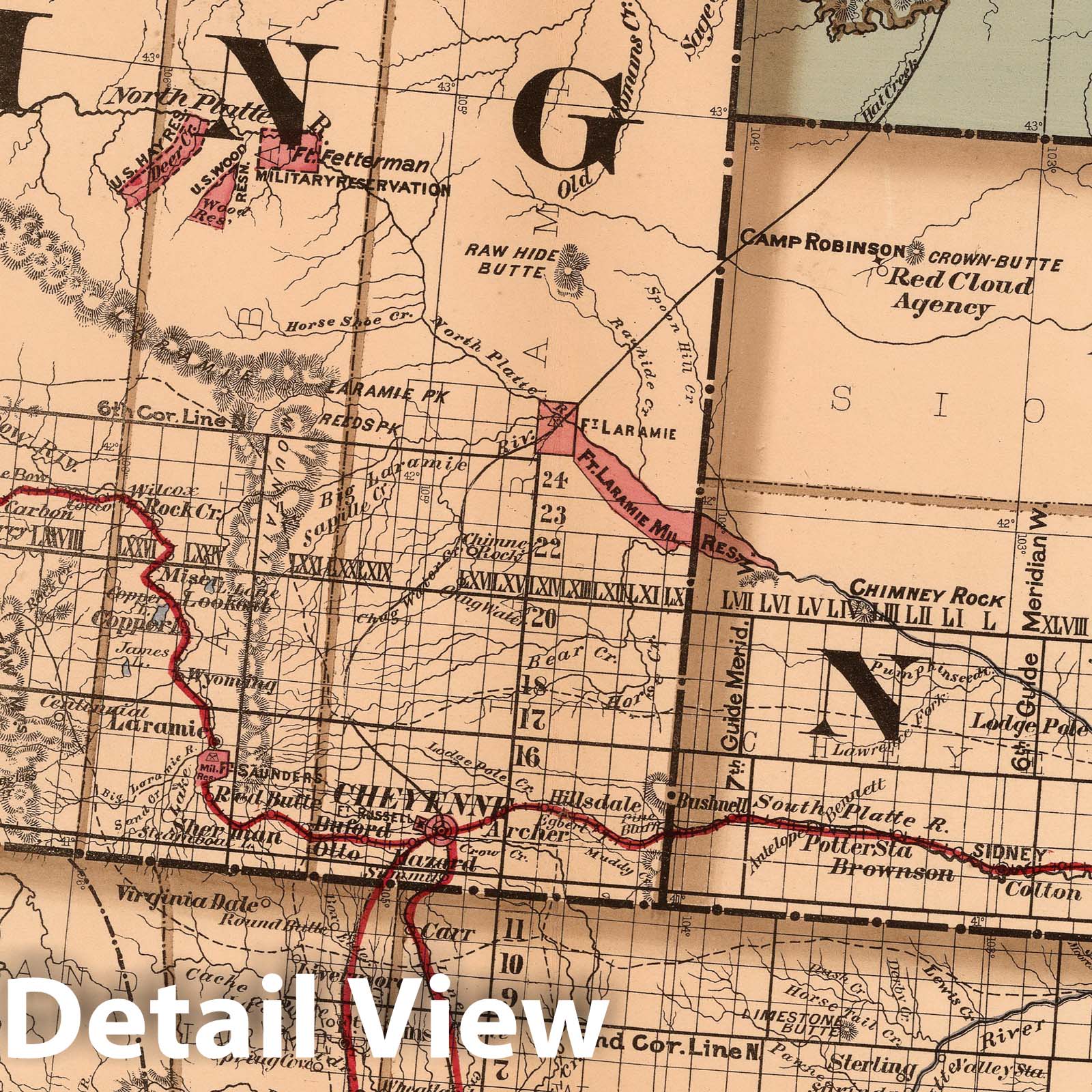 Wyoming, Nebraska, Colorado, Kansas, South Dakota - Survey Map, 1878