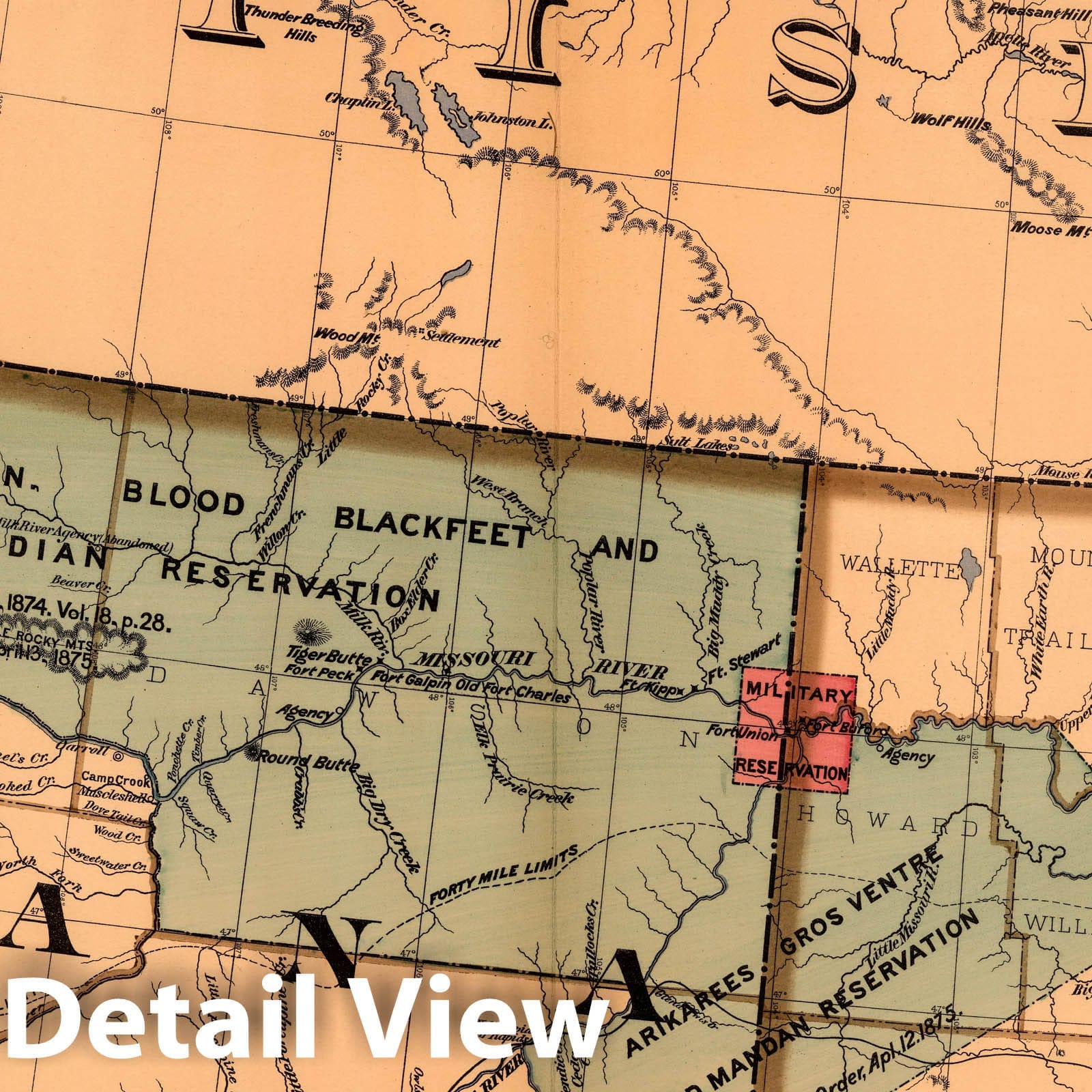 Montana and North Dakota - Survey Map, 1878 - Historical Map Print