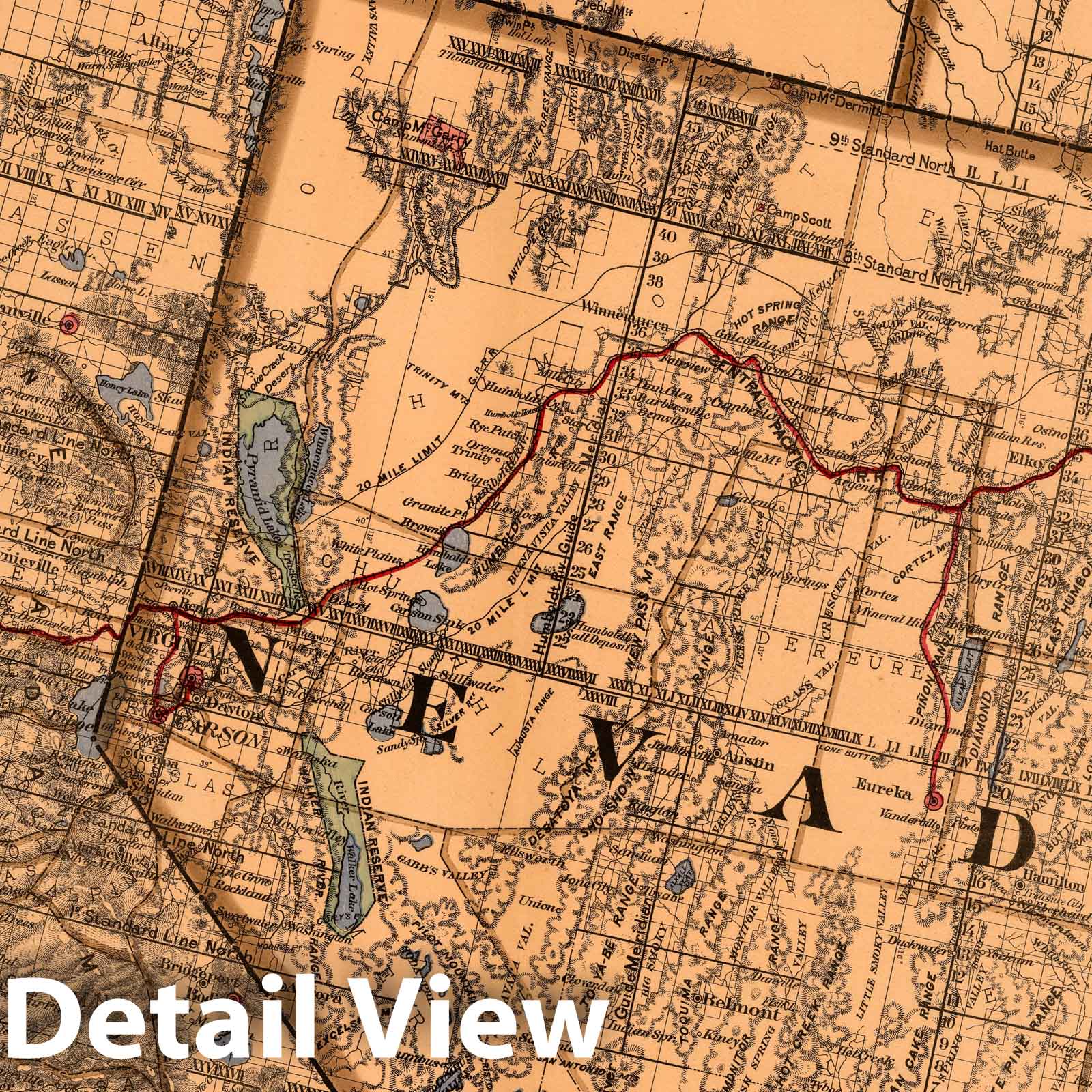 California, Nevada, Utah, Idaho - Survey Map, 1878 - Historical Map Print