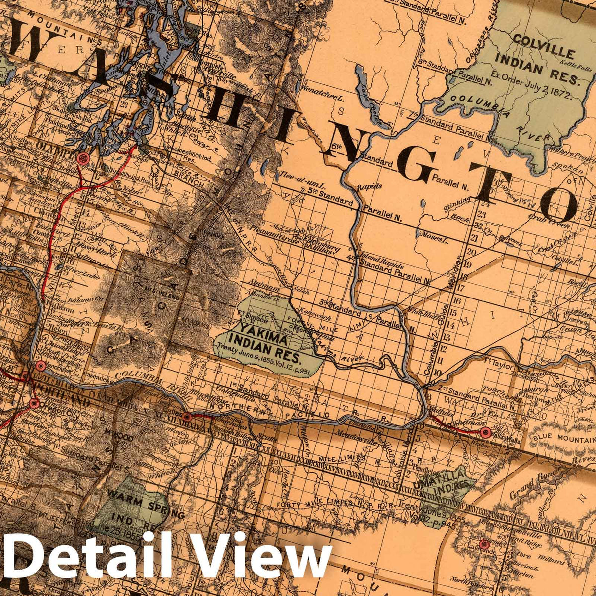 Washington, Oregon, Montana, Idaho - Survey Map, 1878 - Historical Map Print