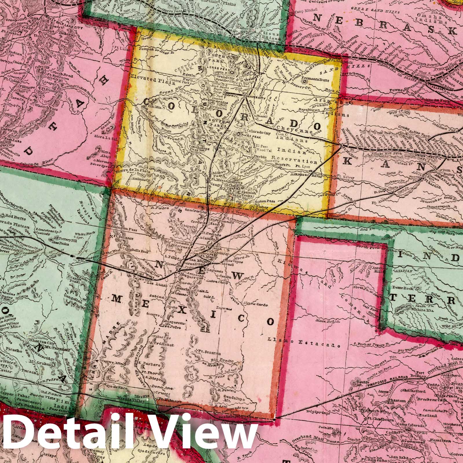 Watson's New Map of the Western Territories, Mexico & Central America 1869