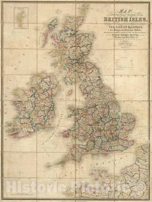 Historic Map : Case Map, Geology of The British Isles. 1856 - Vintage Wall Art