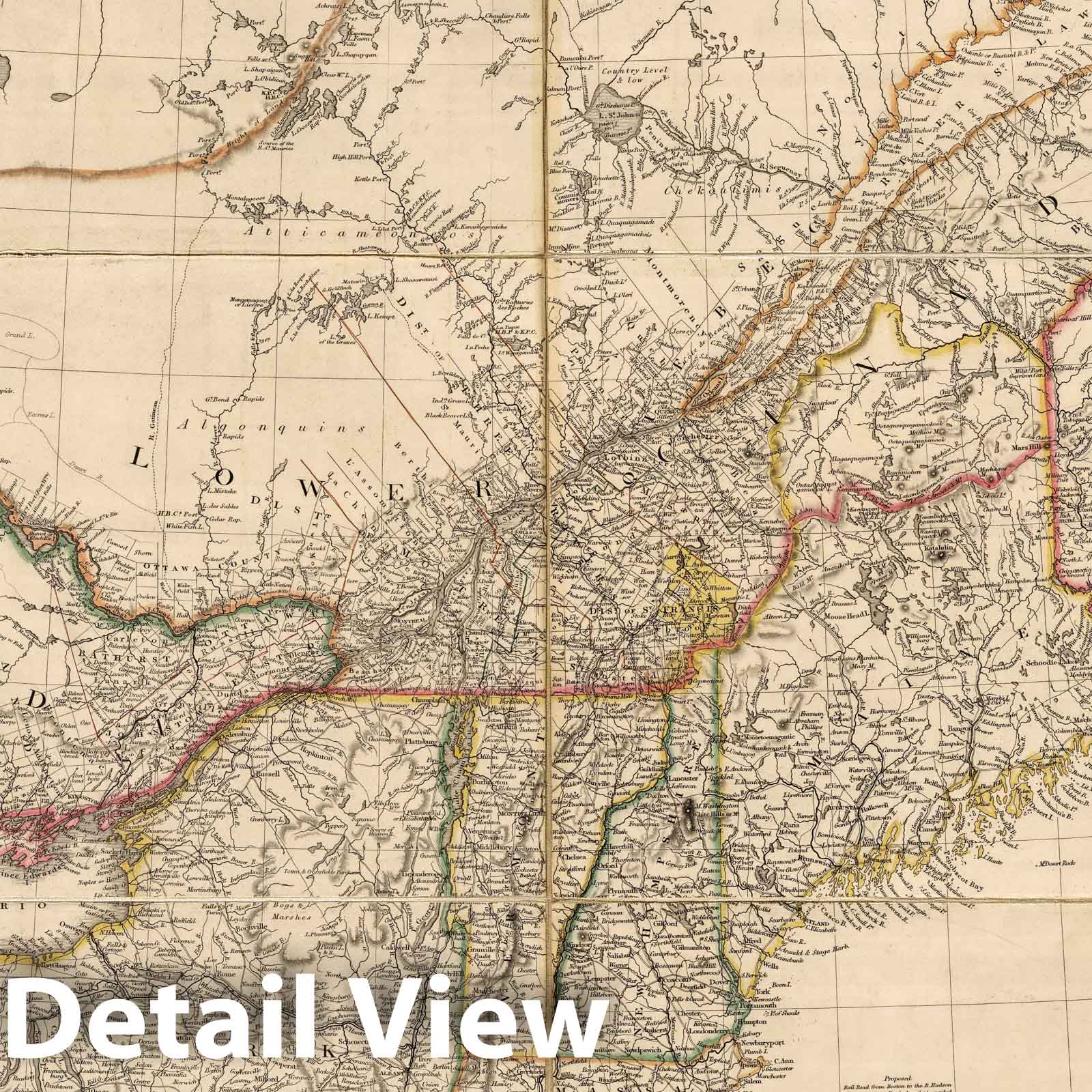 Upper and Lower Canada, Maritime Provinces and Northern United States, 1834 Historical Map Print