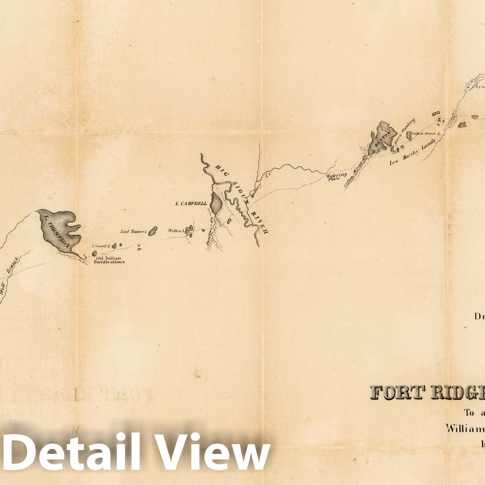 Fort Ridgely and South Pass Road, 1859 - Historical Map Print