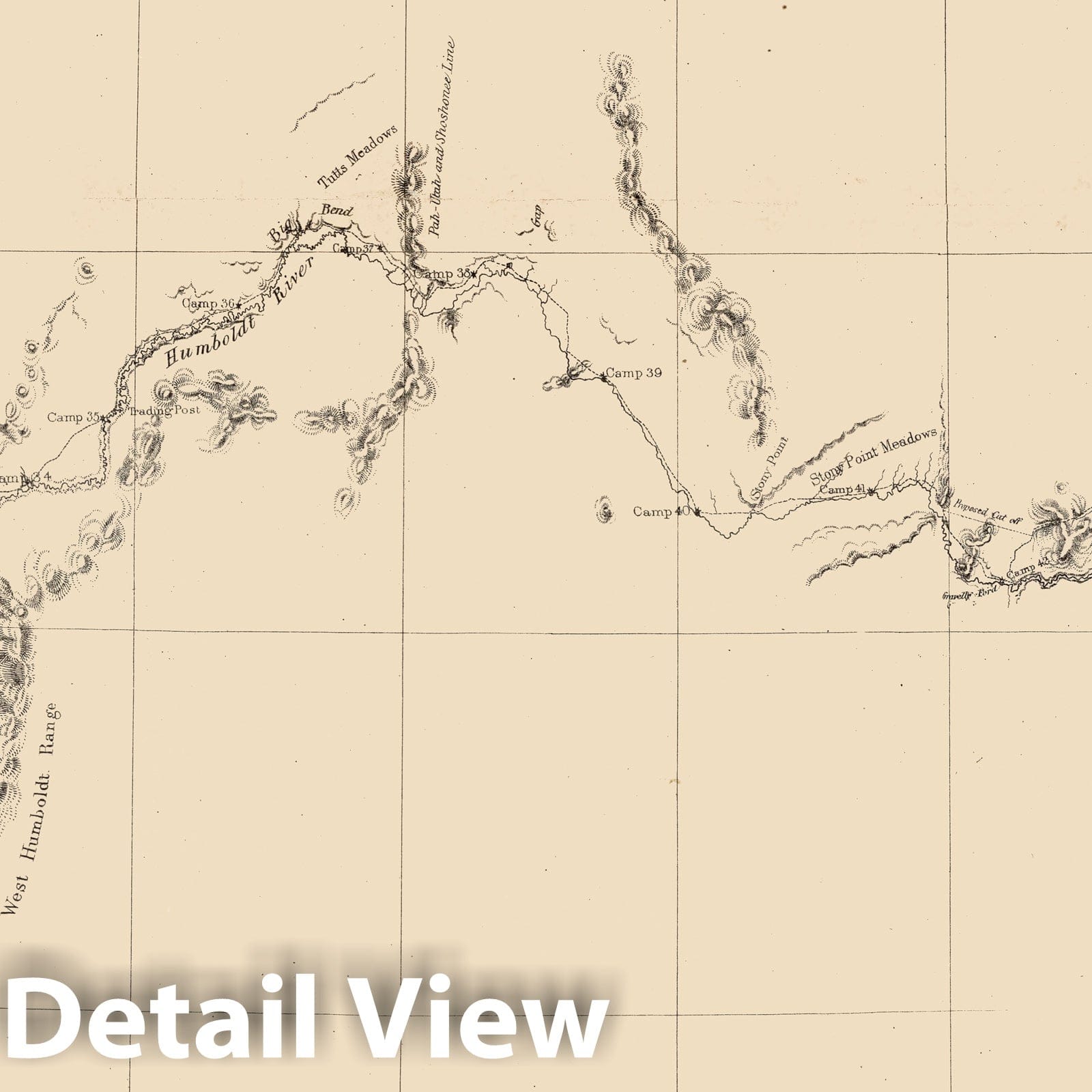 Fort Kearney South Pass and Honey Lake Road, Nevada, 1857 - Historical Map Print
