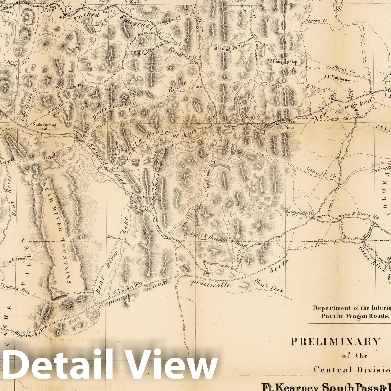 Fort Kearney, South Pass & Honey Lake Wagon Road, 1858 - Historical Map Print