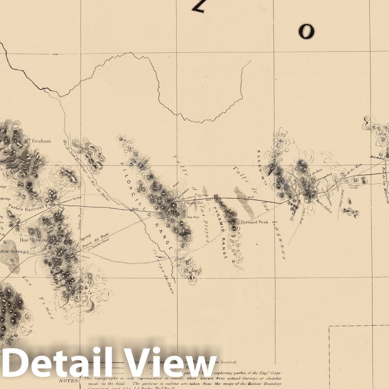 El Paso to Fort Yuma Wagon Road, Arizona - Historical Map Print, 1858