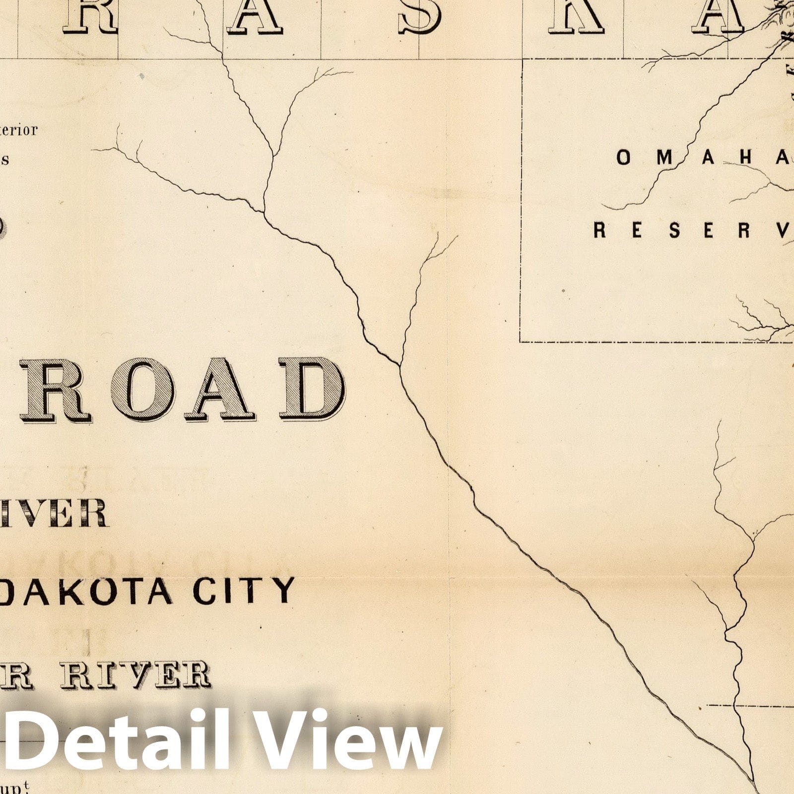 Platte River to Running Water River - Wagon Road, 1858 - Historical Map Print