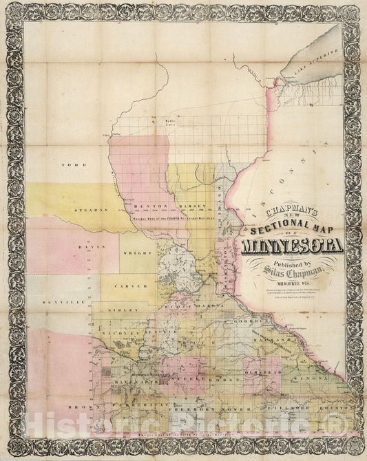Historic Map : New Sectional Map of Minnesota, 1856 - Vintage Wall Art