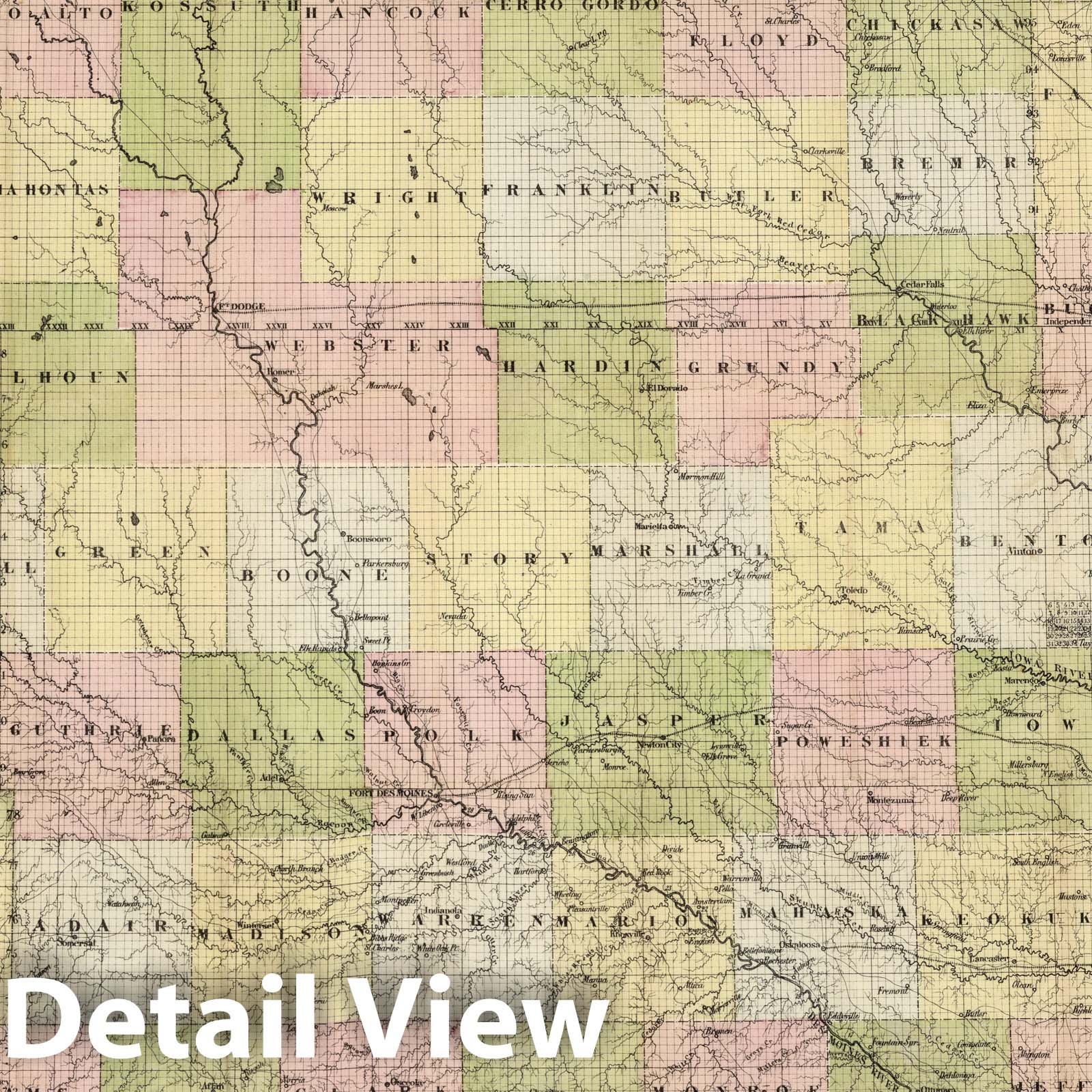 Iowa Sectional Map 1856 - Chapman's Historical Map Print