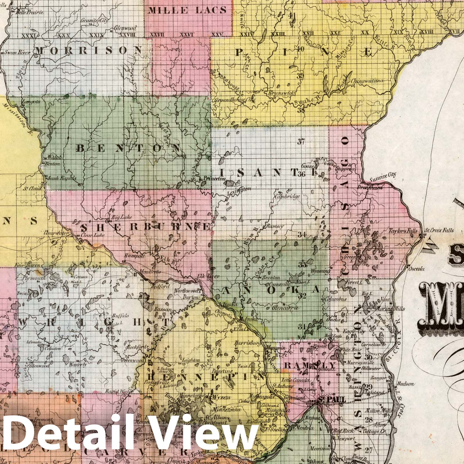 Minnesota - Railroad Map, 1858 - Historical Map Print