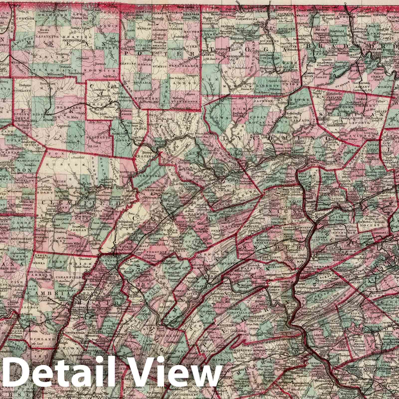 Pennsylvania, 1870 - Historical Township Map Print