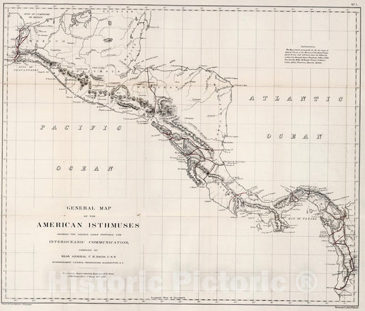 Historic Map : No.I. General map of the American Isthmuses, 1866 - Vintage Wall Art