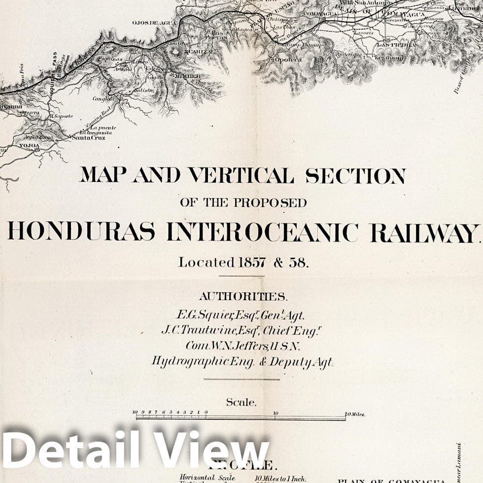 Honduras Interoceanic Railway - Railroad Map, 1866