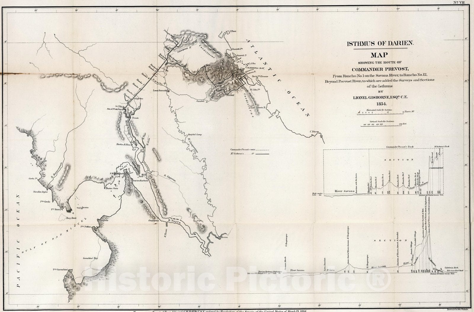 Historic Map : Survey Book, No.VIII. Isthmus of Darien 1866 - Vintage Wall Art