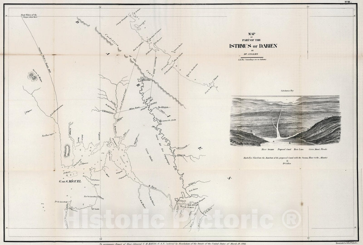 Historic Map : No.IX. Map of part of the Isthmus of Darien, 1866 - Vintage Wall Art