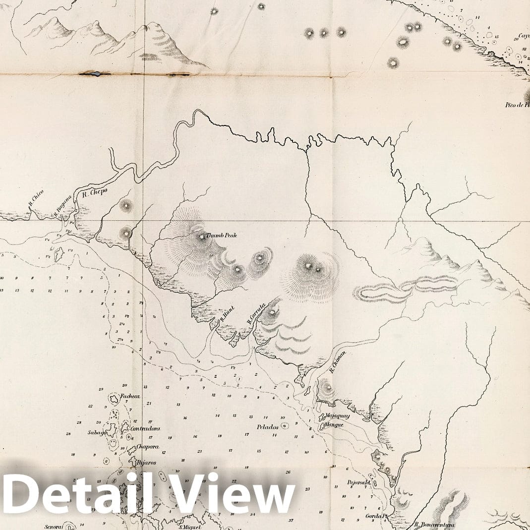 Isthmus of Panama - Nautical Chart, 1866 - Historical Map Print