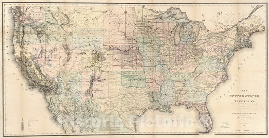 Historic Map : Map of the United States and Territories, 1869 - Vintage Wall Art