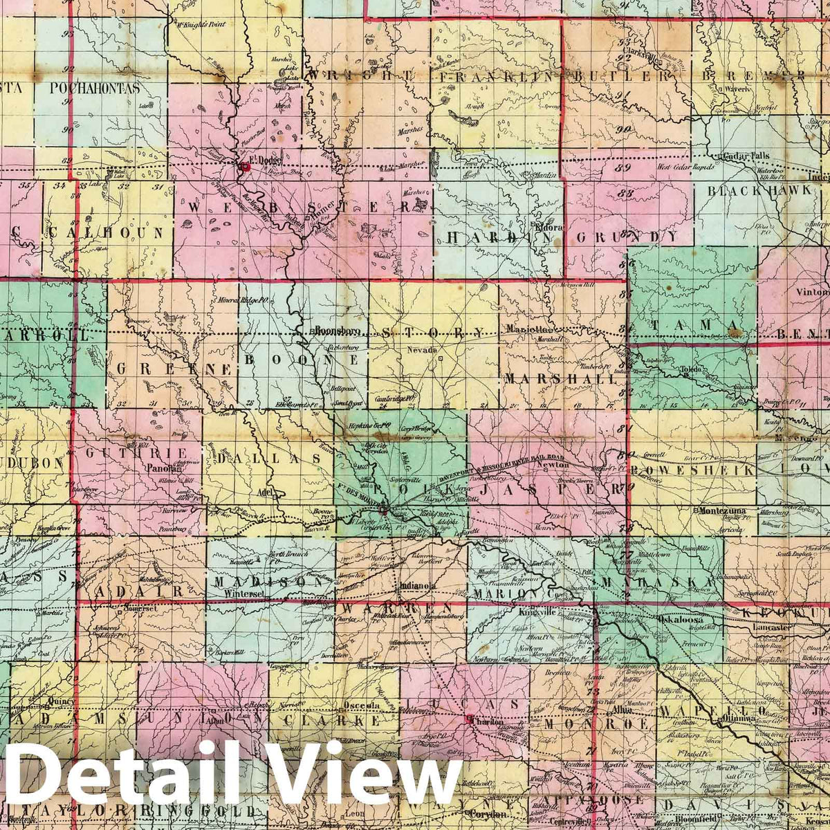 Iowa - Early Edition, 1855 - Historical Township Map Print