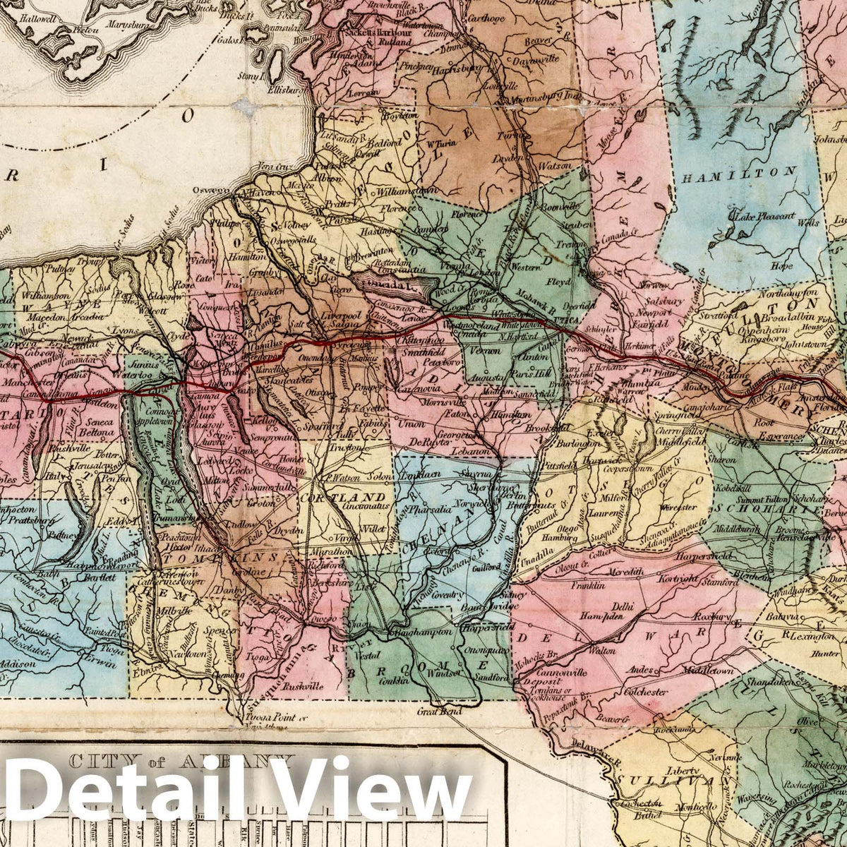 New York - Railroad and Canal Map, 1845
