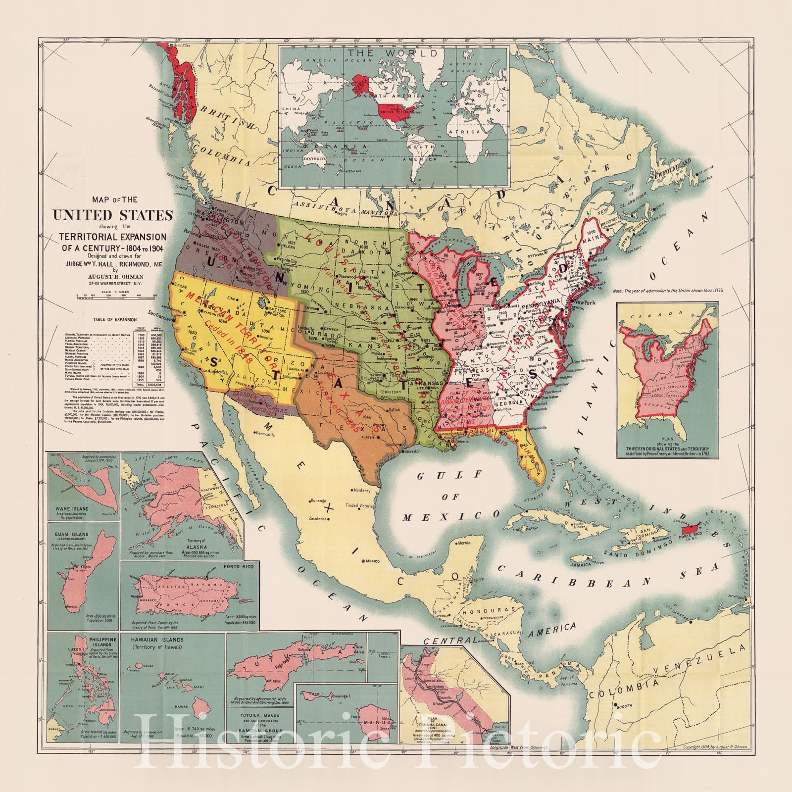 Historic Map : Pocket Map, United States 1904 - Vintage Wall Art