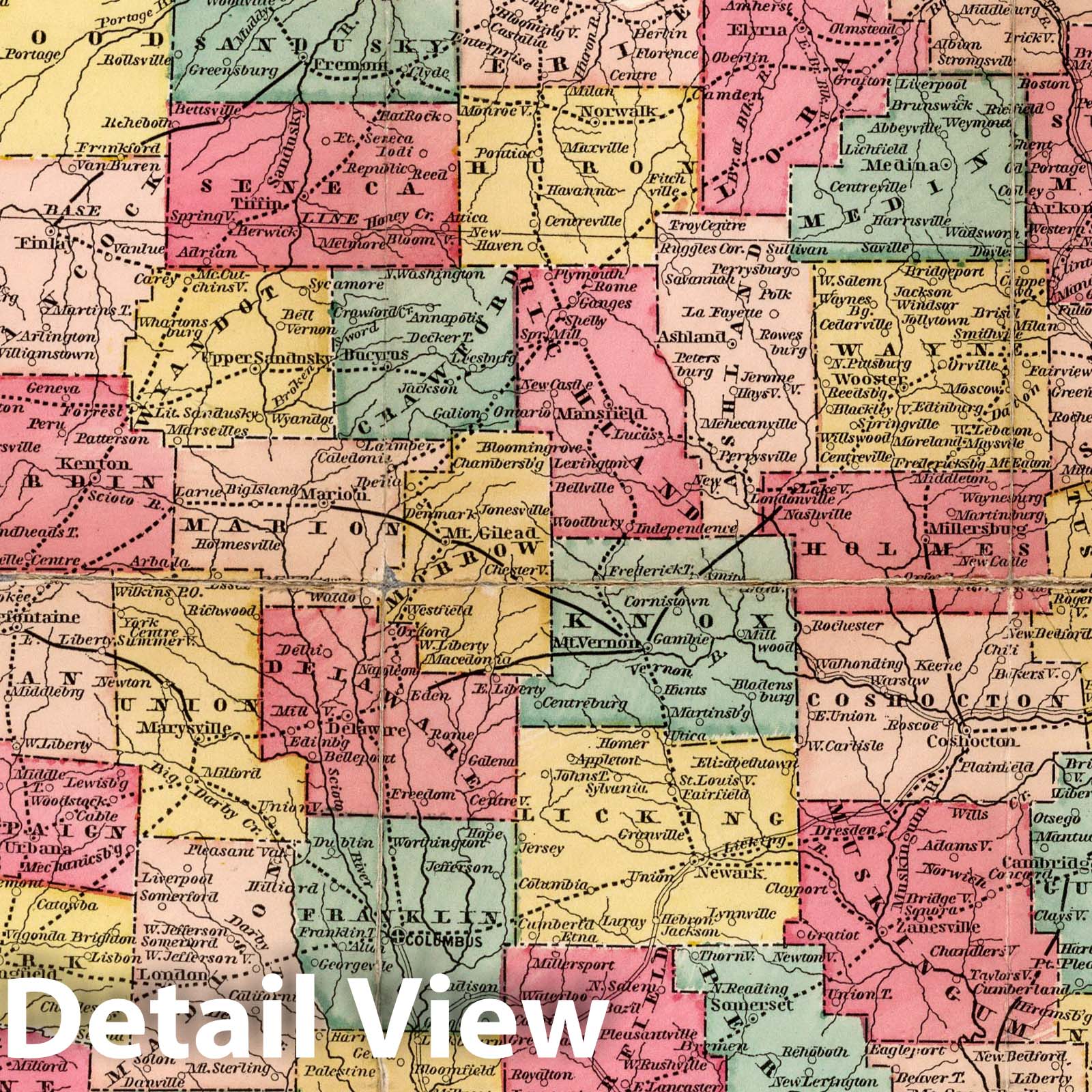 Ohio - Railroad Map, 1856 - Historical Map Print
