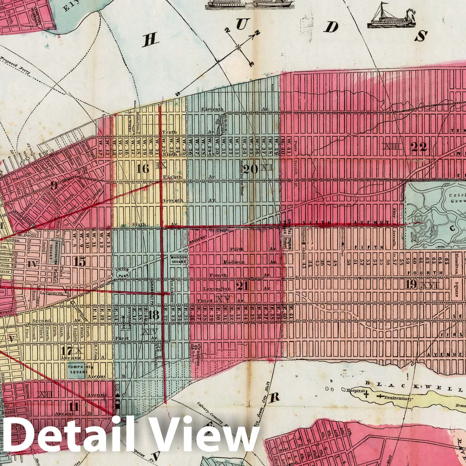 New York City - Railroad Map, 1860 - Historical Map Print