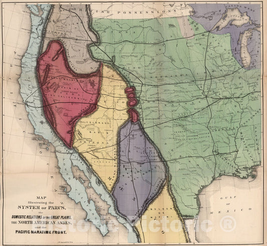 Historic Map : Map Illustrating the System of the Parcs, 1873 - Vintage Wall Art