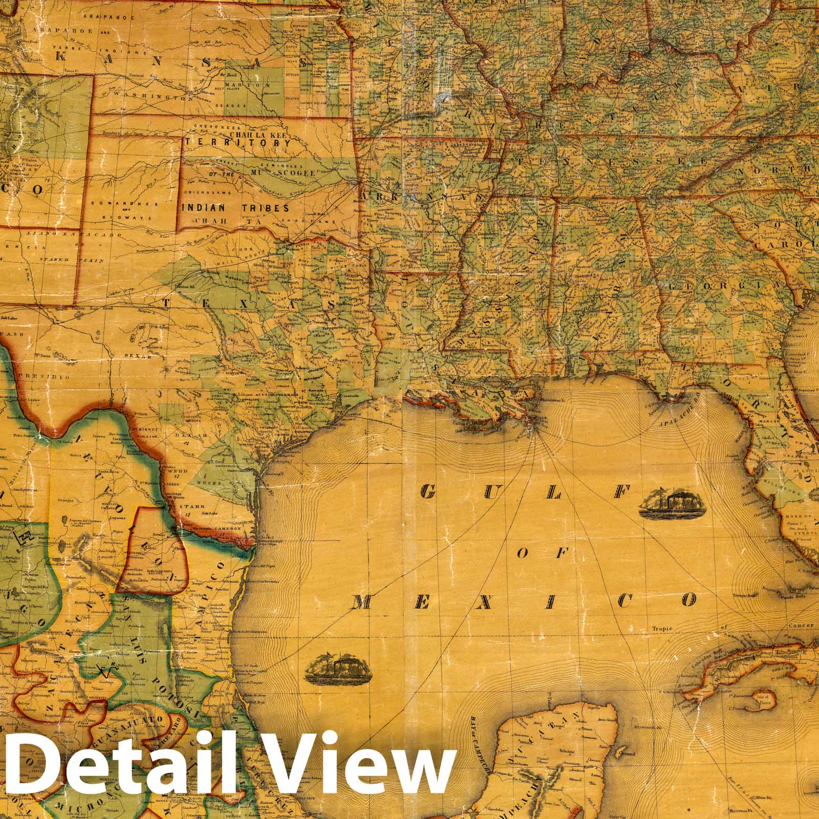 United States and Mexico - Boundary Map, 1859 - Historical Map Print