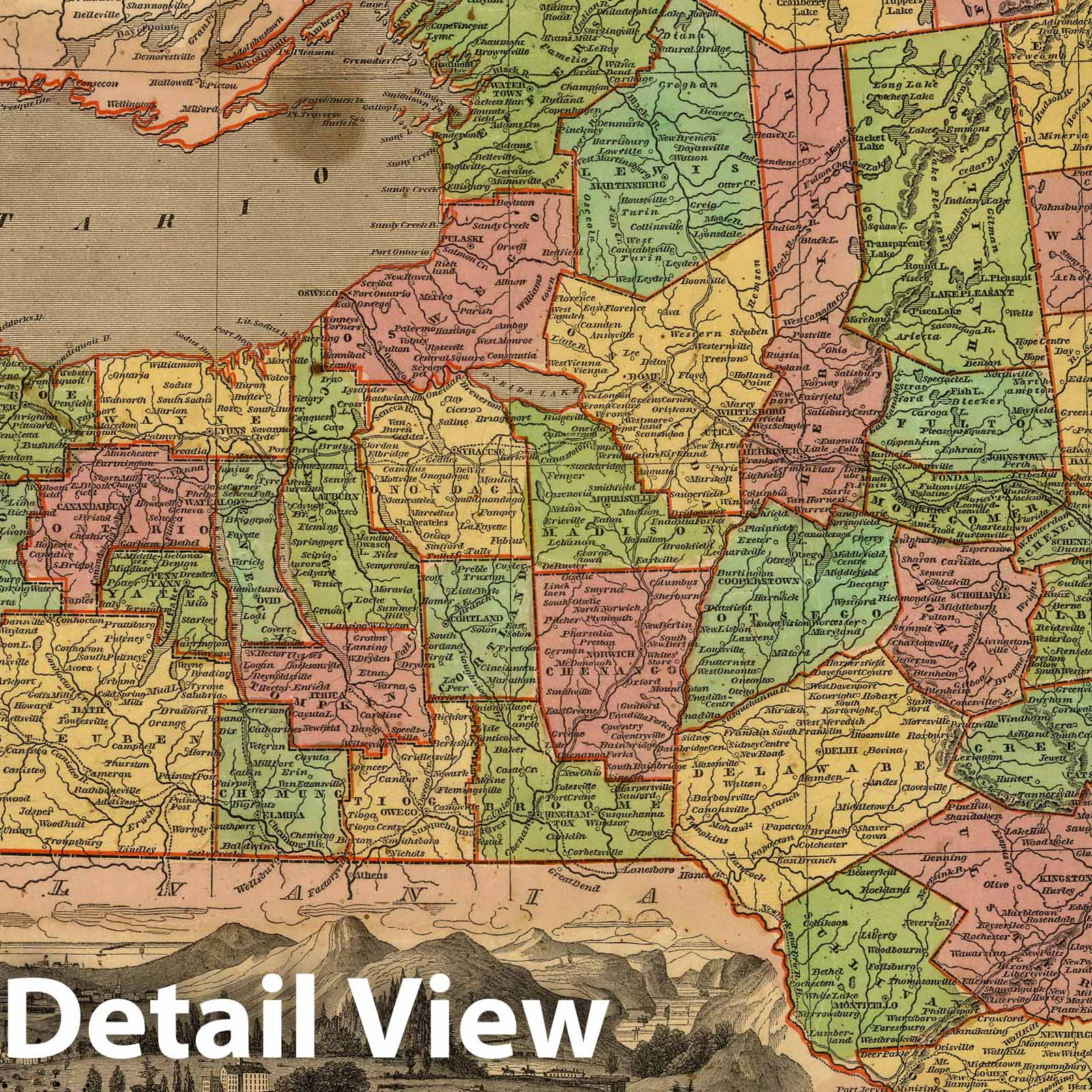 New York - Bird's Eye View, 1851 - Historical Map Print