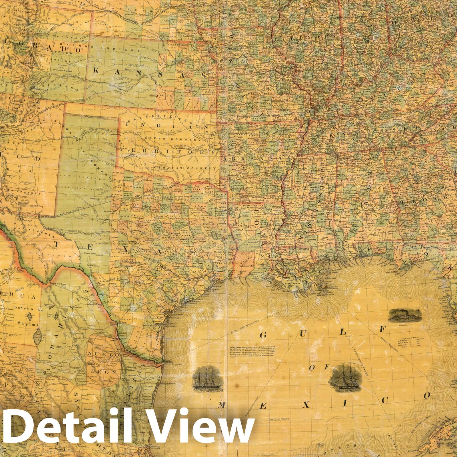 United States, Mexico, and Cuba - Railroad Map, 1862 - Historical Map Print