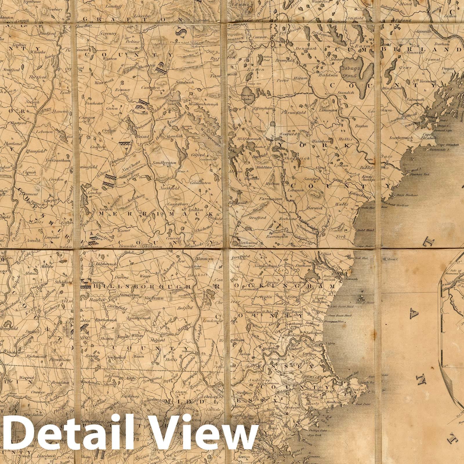 New England States - Canal Map, 1826 - Historical Map Print