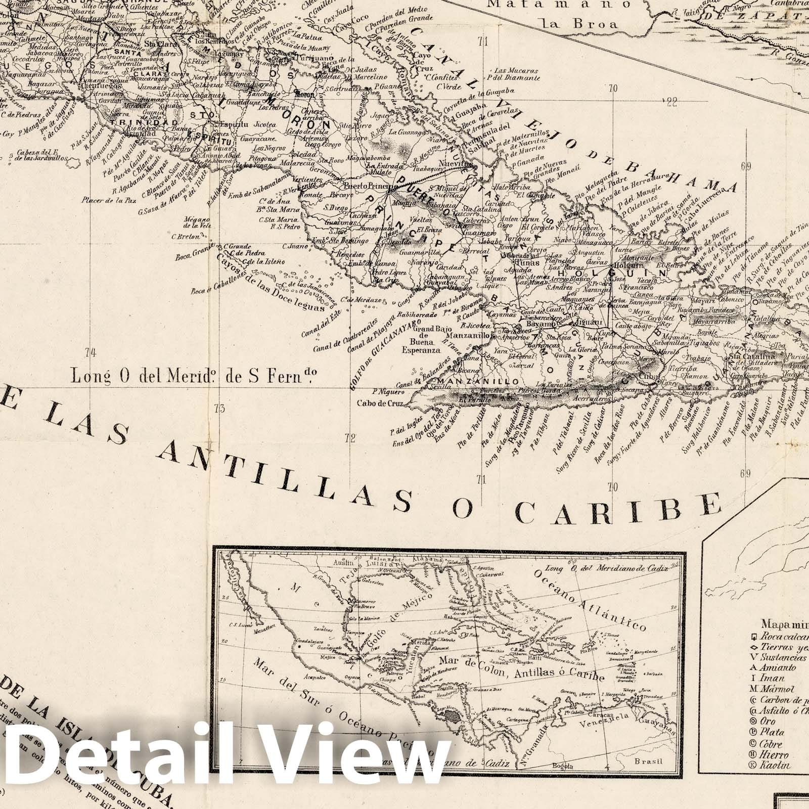 Cuba - River Map, 1873 - Historical Topographic Map Print
