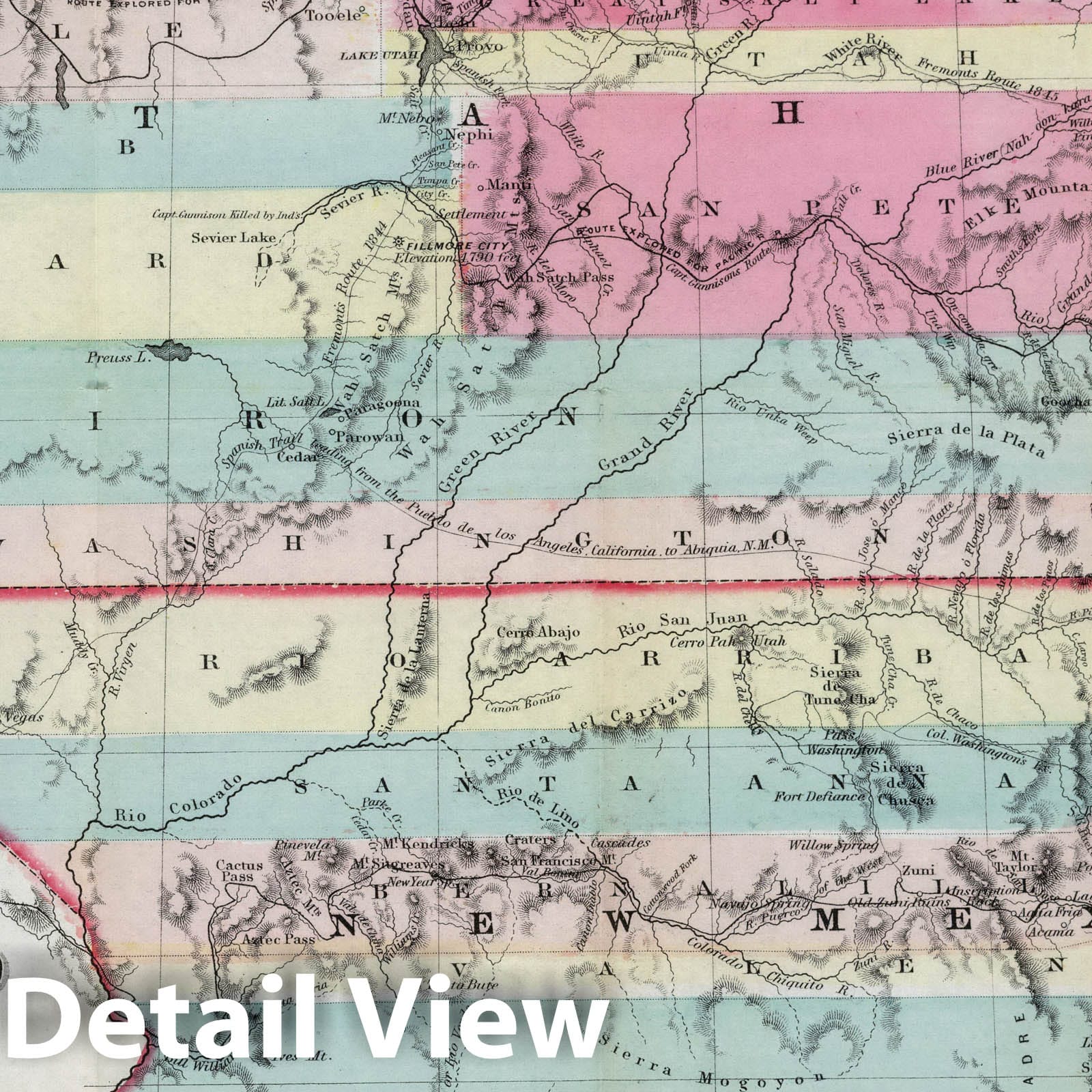 New Mexico and Utah, 1856 - Historical Map Print