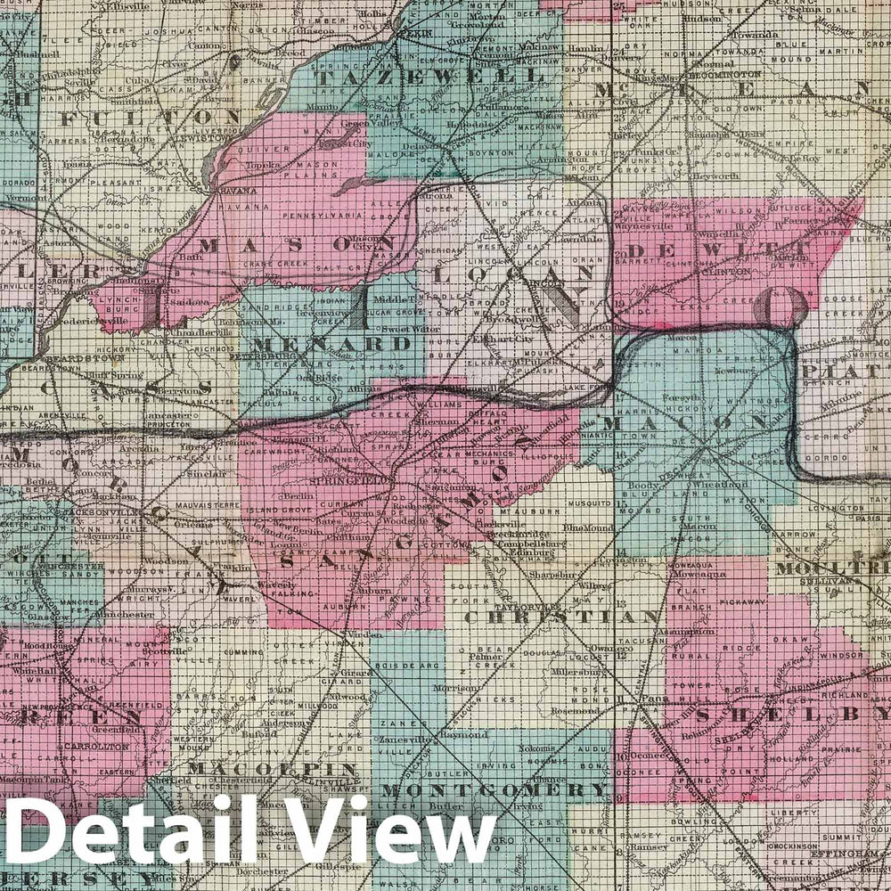 Historic Map : Pocket Map, Illinois 1872 - Vintage Wall Art