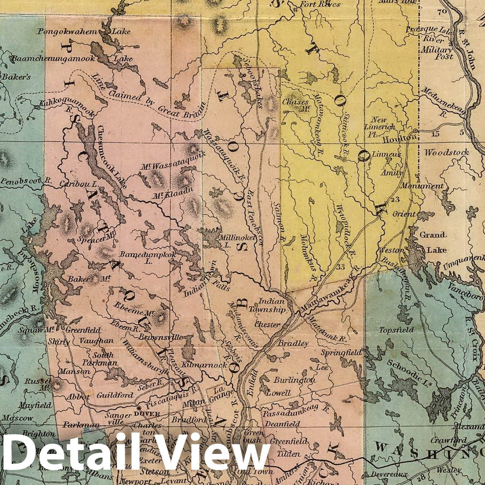 Historic Map : New Map of Maine, 1857 - Vintage Wall Art