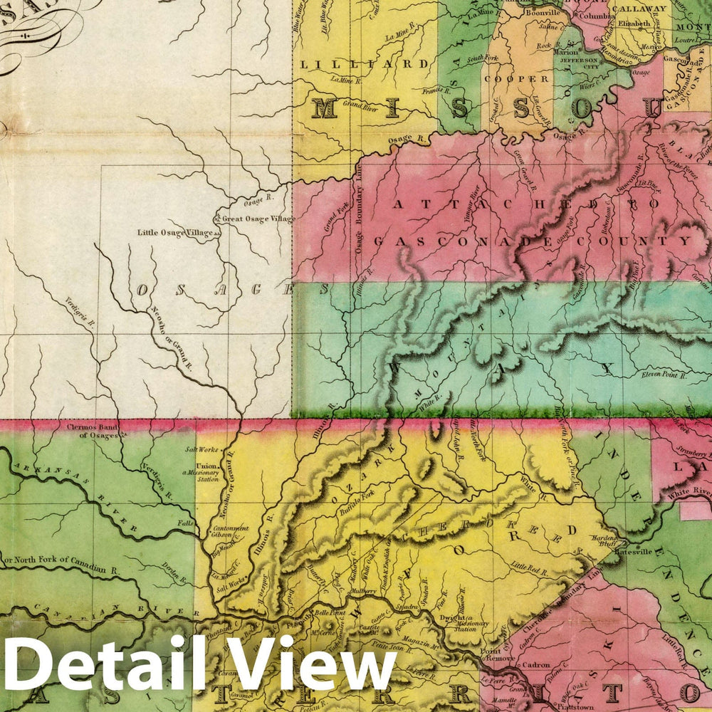 Historic Map : Pocket Map, Missouri And Territory of Arkansas 1826 - Vintage Wall Art