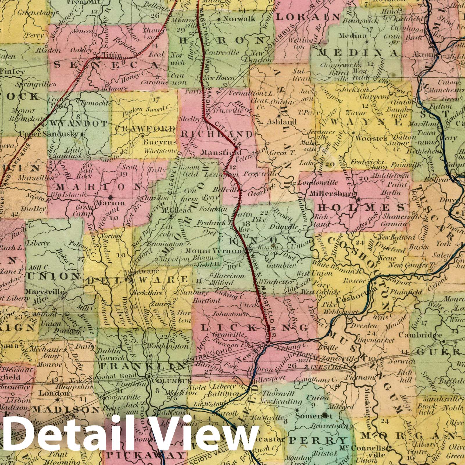 Ohio, 1850 - Historical Map Print