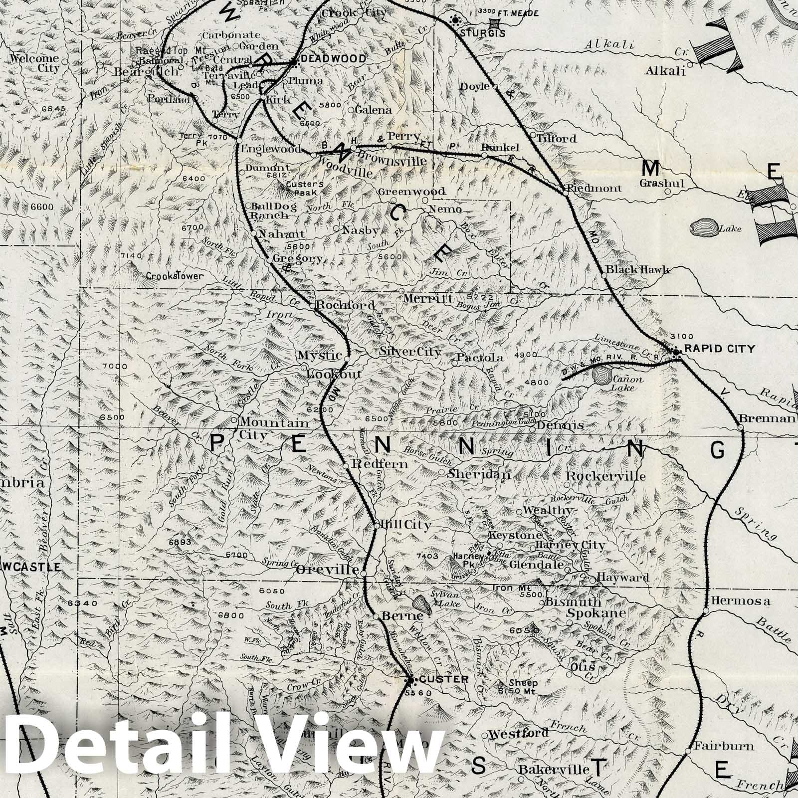 Black Hills of South Dakota and Wyoming - Mining Map, 1897