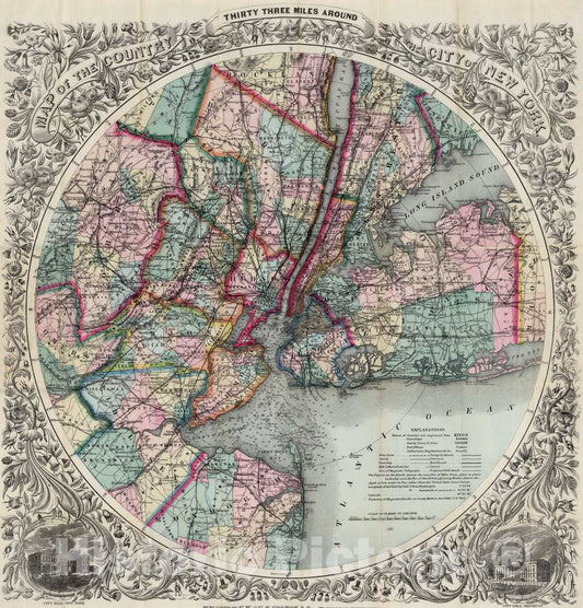Historic Map : Pocket Map, City of New York 1882 - Vintage Wall Art
