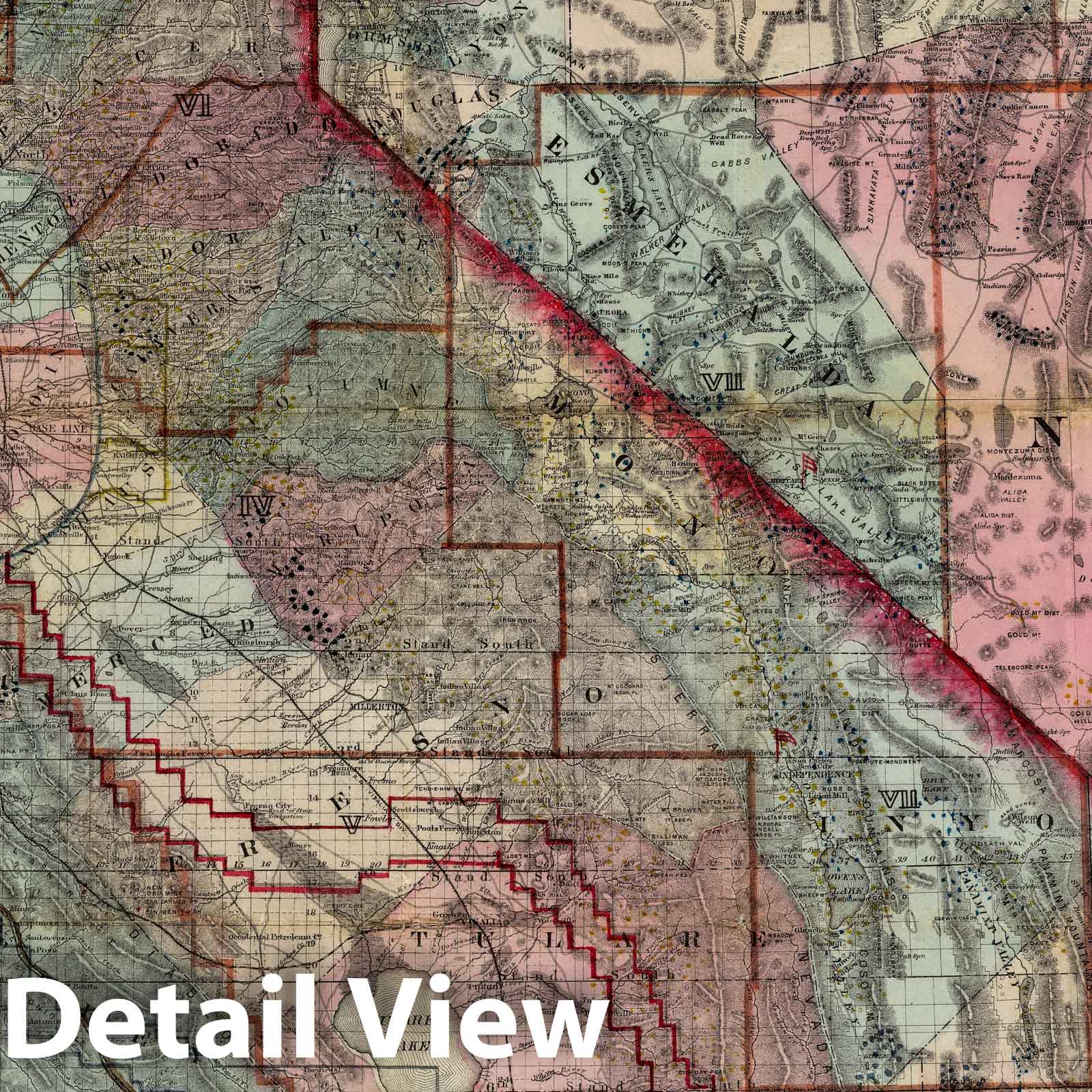 California and Nevada - Survey Map, 1873 - Historical Map Print