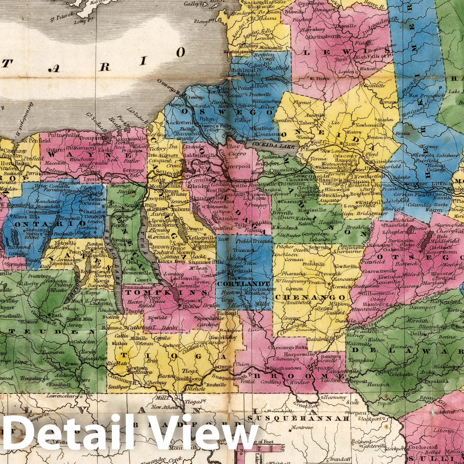 New York - Canal Map, 1832 - Historical Map Print