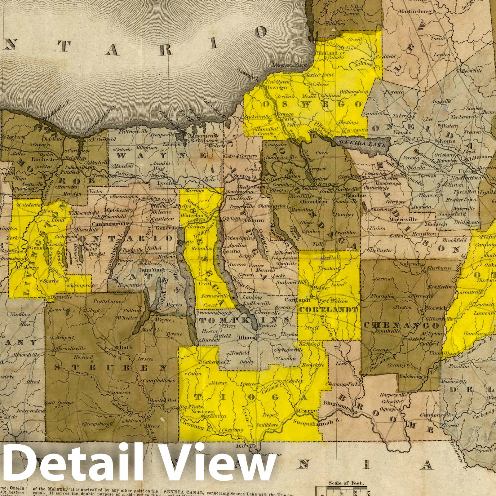 New York - Canal Map, 1827 - Historical Map Print
