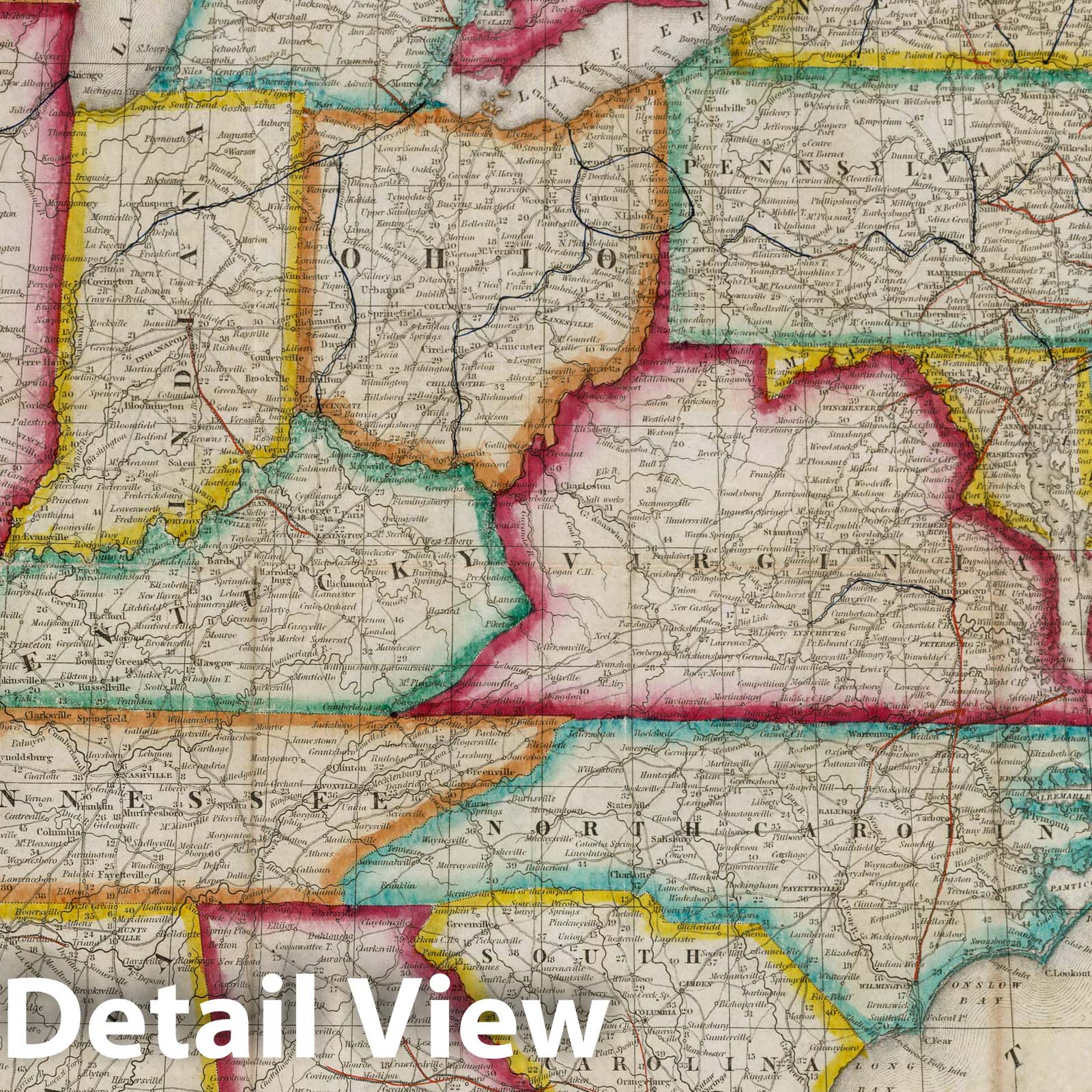Road Map, 1843 - Historical U.S. Travel Guide with Canal Routes