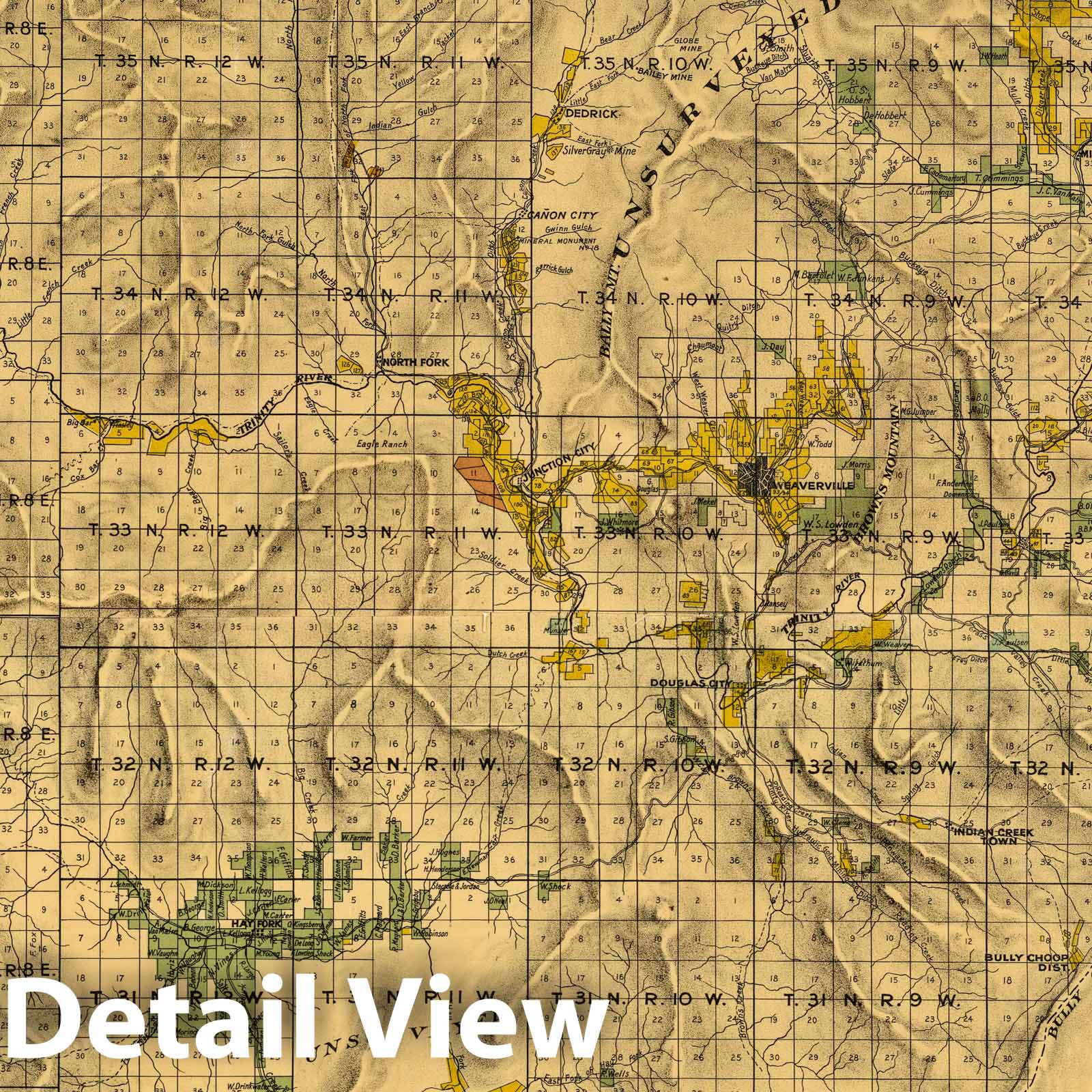 Trinity County, California - Road Map, 1894 - Historical Map Reproduction