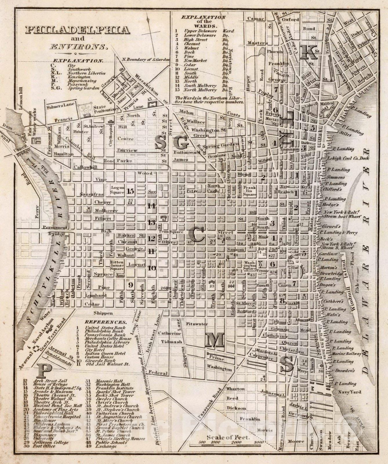 Philadelphia and Environs - Railroad Map, 1842