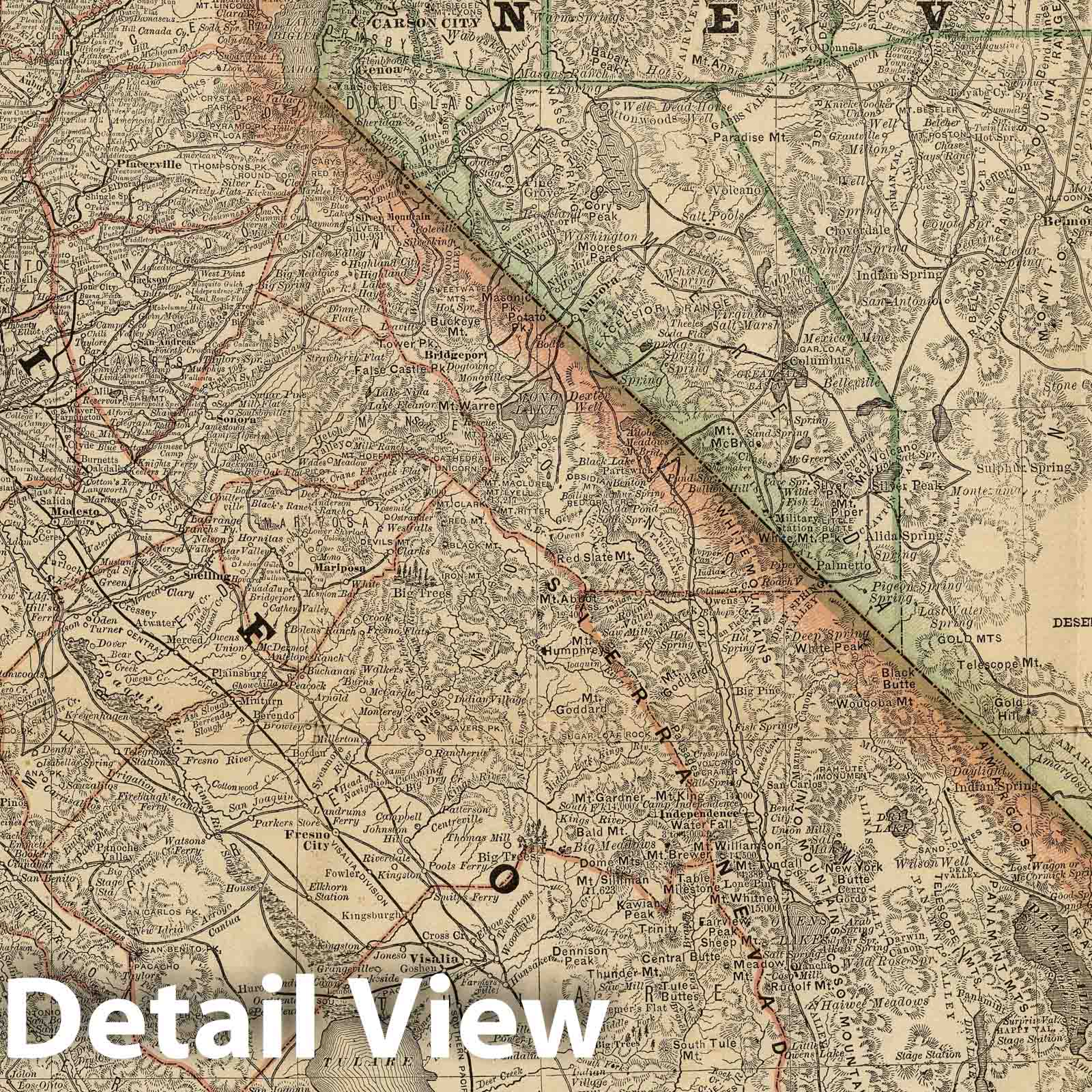California and Nevada 1878 Historical Map Print