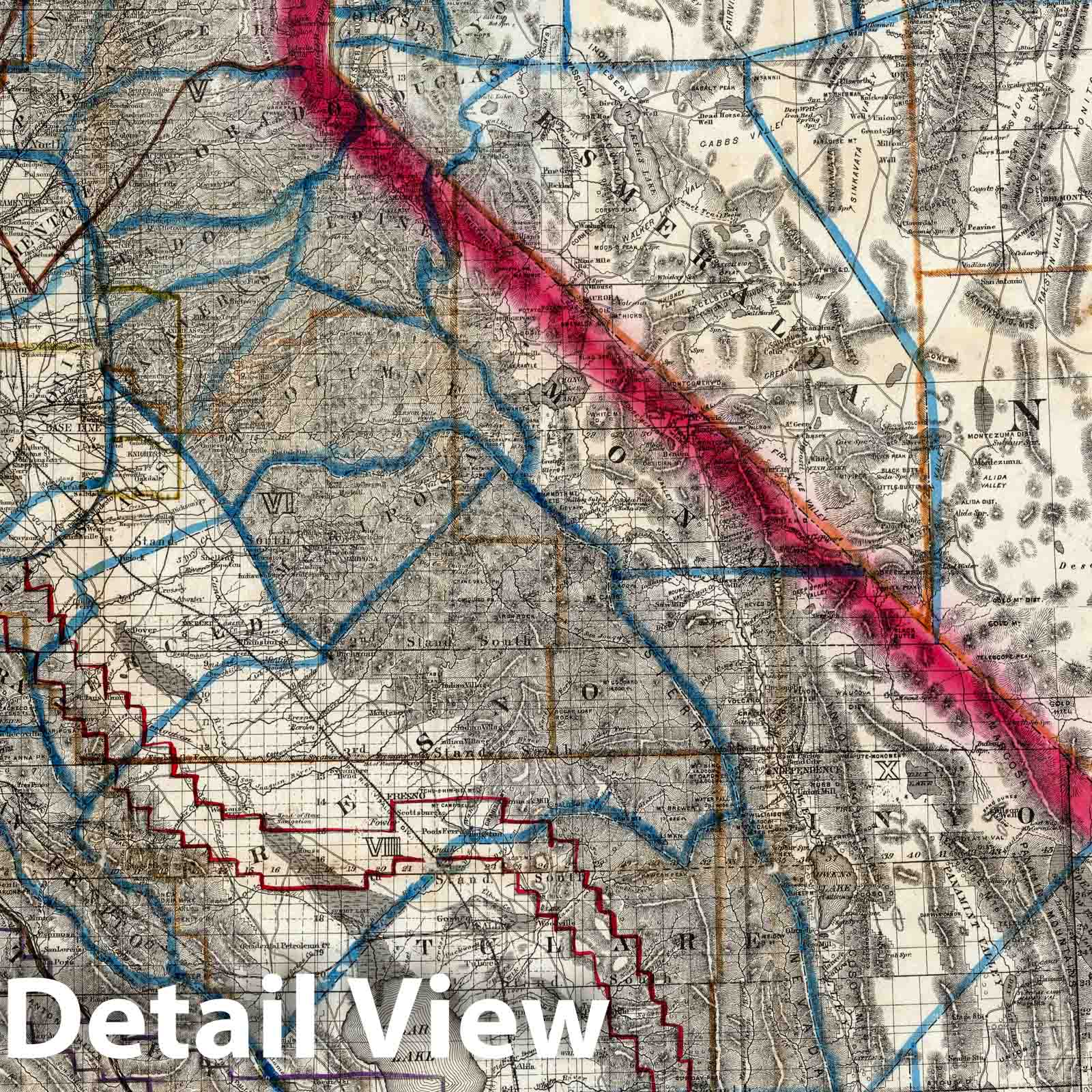 California and Nevada - Survey Map, 1875 - Historical Map Print